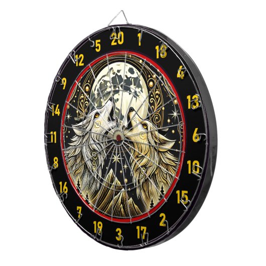 Howling Wolf verenigt wildernis en elegantie Dartbord (Voorkant Rechts)