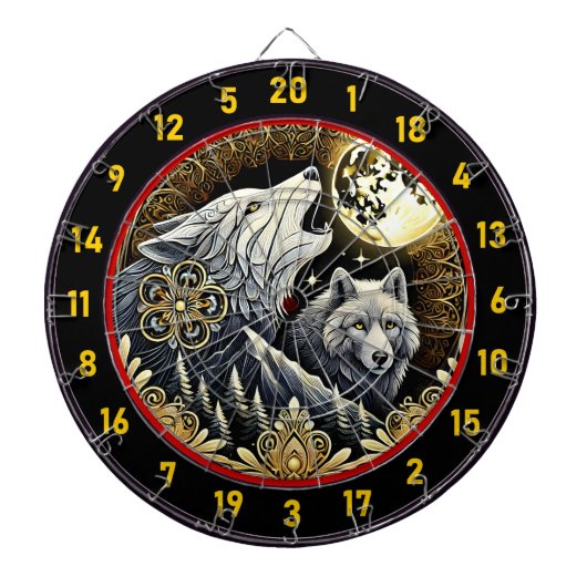 Howling Wolf verlicht kracht en vrijheid Dartbord (Voorkant)