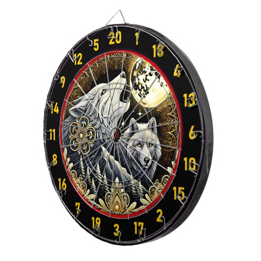 Howling Wolf verlicht kracht en vrijheid Dartbord (Voorkant Rechts)