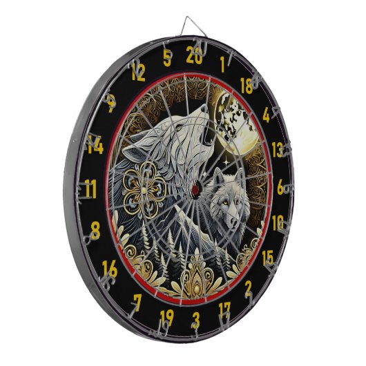 Howling Wolf verlicht kracht en vrijheid Dartbord (Voorkant Links)