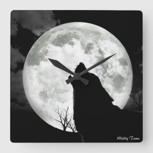 Howling Wolf Vierkante Klok