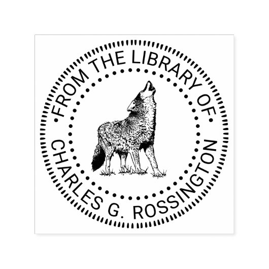 Howling Wolf Vintage Tekenbibliotheek Boeknaam Zelfinktende Stempel (Design)