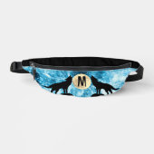 Howling Wolf Volle maan blauw zwart Custom Monogra Heuptasje (Voorkant)