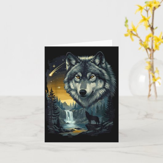 Howling Wolf Waterfall Scene For Nature Lovers And Kaart (Gele Bloem)