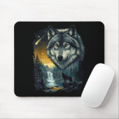 Howling Wolf Waterfall Scene For Nature Lovers And Muismat (Met muis)