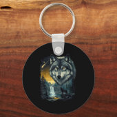 Howling Wolf Waterfall Scene For Nature Lovers And Sleutelhanger (Voorkant)