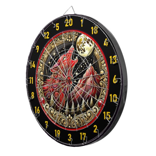 Howling Wolf weerspiegelt wilde vrijheid en macht Dartbord (Voorkant Rechts)