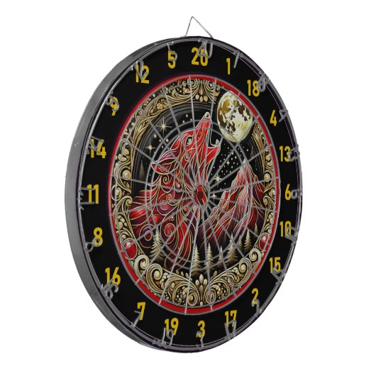 Howling Wolf weerspiegelt wilde vrijheid en macht Dartbord (Voorkant Links)