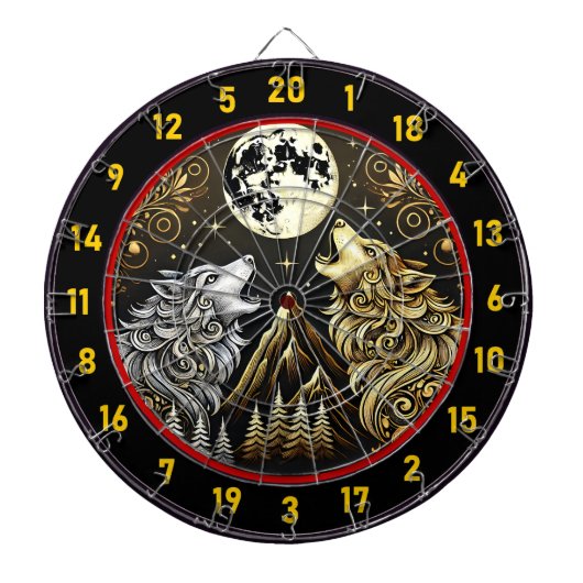 Howling Wolf weerspiegelt wilde vrijheid en macht Dartbord (Voorkant)