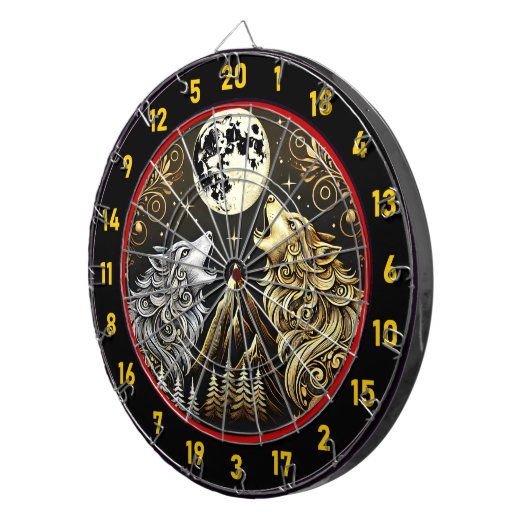 Howling Wolf weerspiegelt wilde vrijheid en macht Dartbord (Voorkant Rechts)