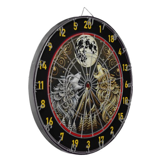 Howling Wolf weerspiegelt wilde vrijheid en macht Dartbord (Voorkant Links)