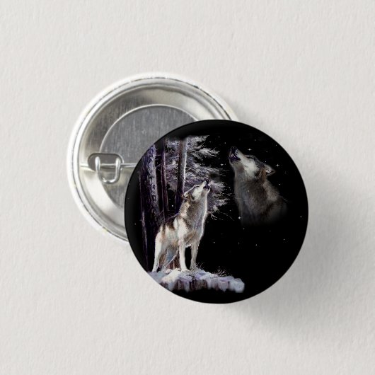 Howling Wolf Wildlife Button (Voorkant /achterkant)