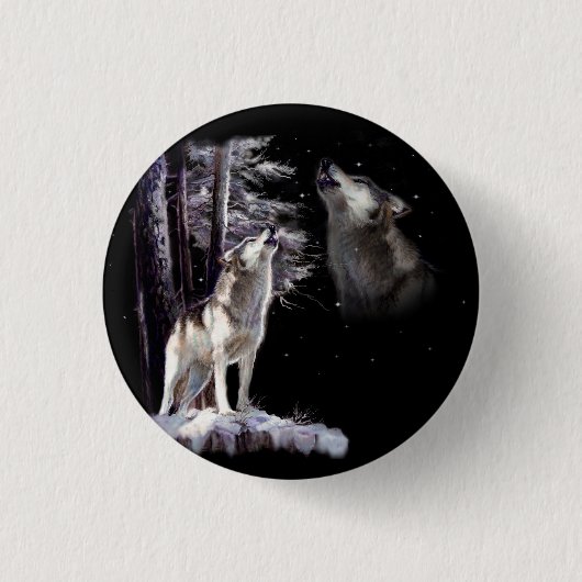 Howling Wolf Wildlife Button (Voorkant)