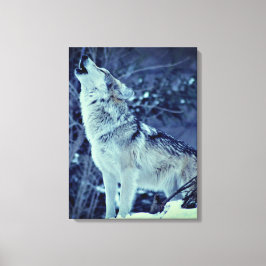 Howling Wolf Winter Forest Canvas Afdruk
