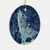 Howling Wolf Winter Forest Keramisch Ornament (Rechts)
