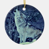 Howling Wolf Winter Forest Keramisch Ornament (Voorkant)