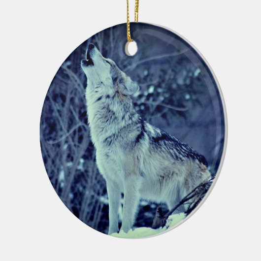 Howling Wolf Winter Forest Keramisch Ornament (Links)