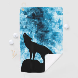 Howling Wolf Winter sneeuwblauwe rook Abstract Golfhanddoek