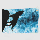 Howling Wolf Winter sneeuwblauwe rook Abstract Golfhanddoek (Horizontaal)