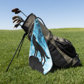Howling Wolf Winter sneeuwblauwe rook Abstract Golfhanddoek (Groen)