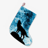 Howling Wolf Winter sneeuwblauwe rook Abstract Kleine Kerstsok (Voorkant (Hangend))