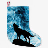 Howling Wolf Winter sneeuwblauwe rook Abstract Kleine Kerstsok (Voorkant)