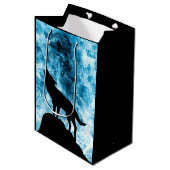 Howling Wolf Winter sneeuwblauwe rook Abstract Medium Cadeauzakje (Voorkant Gekanteld)