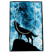 Howling Wolf Winter sneeuwblauwe rook Abstract Medium Cadeauzakje (Voorkant)