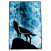 Howling Wolf Winter sneeuwblauwe rook Abstract Medium Cadeauzakje (Achterkant)