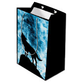 Howling Wolf Winter sneeuwblauwe rook Abstract Medium Cadeauzakje (Achterkant Gekanteld)