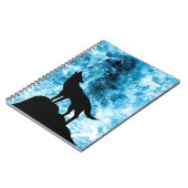 Howling Wolf Winter sneeuwblauwe rook Abstract Notitieboek (Linkerzijde)