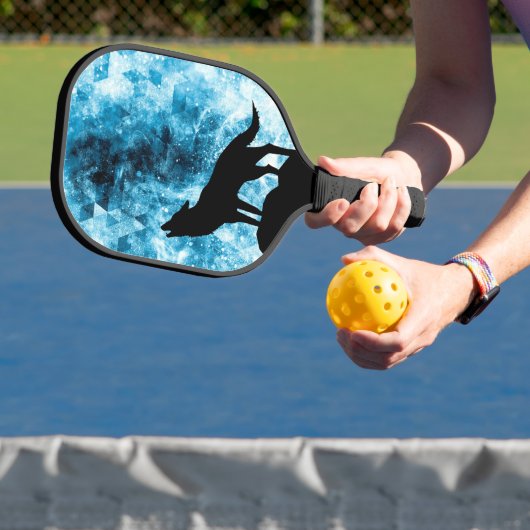 Howling Wolf Winter sneeuwblauwe rook Abstract Pickleball Paddle (Insitu)