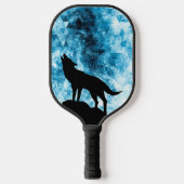 Howling Wolf Winter sneeuwblauwe rook Abstract Pickleball Paddle (Voorkant)