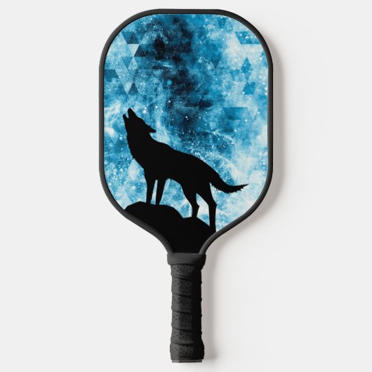 Howling Wolf Winter sneeuwblauwe rook Abstract Pickleball Paddle (Voorkant)