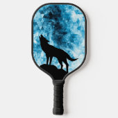 Howling Wolf Winter sneeuwblauwe rook Abstract Pickleball Paddle (Achterkant)