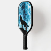 Howling Wolf Winter sneeuwblauwe rook Abstract Pickleball Paddle (Links)