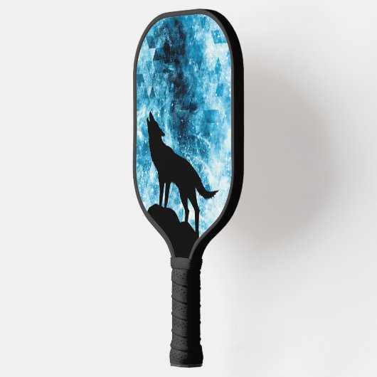 Howling Wolf Winter sneeuwblauwe rook Abstract Pickleball Paddle (Links)