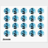 Howling Wolf Winter sneeuwblauwe rook Abstract Ronde Sticker (Vel)