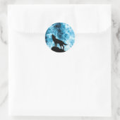 Howling Wolf Winter sneeuwblauwe rook Abstract Ronde Sticker (Tas)