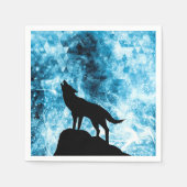 Howling Wolf Winter sneeuwblauwe rook Abstract Servet (Voorkant)