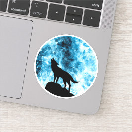 Howling Wolf Winter sneeuwblauwe rook Abstract Sticker