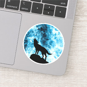Howling Wolf Winter sneeuwblauwe rook Abstract Sticker