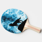 Howling Wolf Winter sneeuwblauwe rook Abstract Tafeltennisbatje (Zijkant)