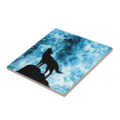 Howling Wolf Winter sneeuwblauwe rook Abstract Tegeltje (Zijkant)