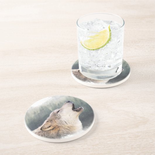 Howling Wolf Zandsteen Onderzetter (Zijkant)