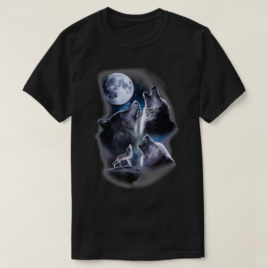 Howling wolven in volle maan moonlight met sta t-shirt (Design voorkant)