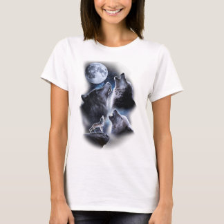 Howling wolven in volle maan moonlight met sta t-shirt
