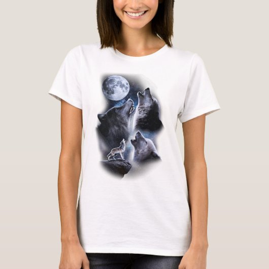 Howling wolven in volle maan moonlight met sta t-shirt (Voorkant)