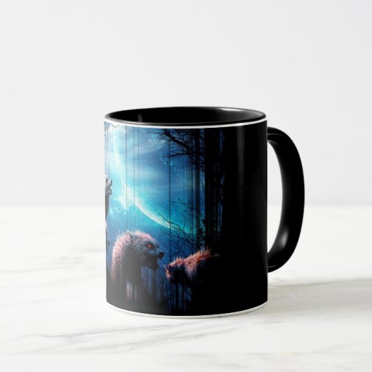 Howling Wolven met rode ogen Mok (Voorkant rechts)