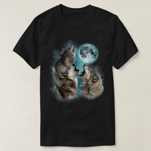 Howling Wolves Full Moon Forest Night Art Tee T-shirt (Design voorkant)